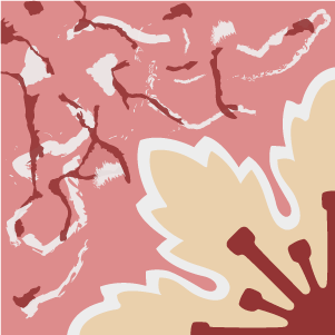 Decorative cement tile Hoja De Arce with flowers and petals, leaves and foliage, diagonals and zigzags